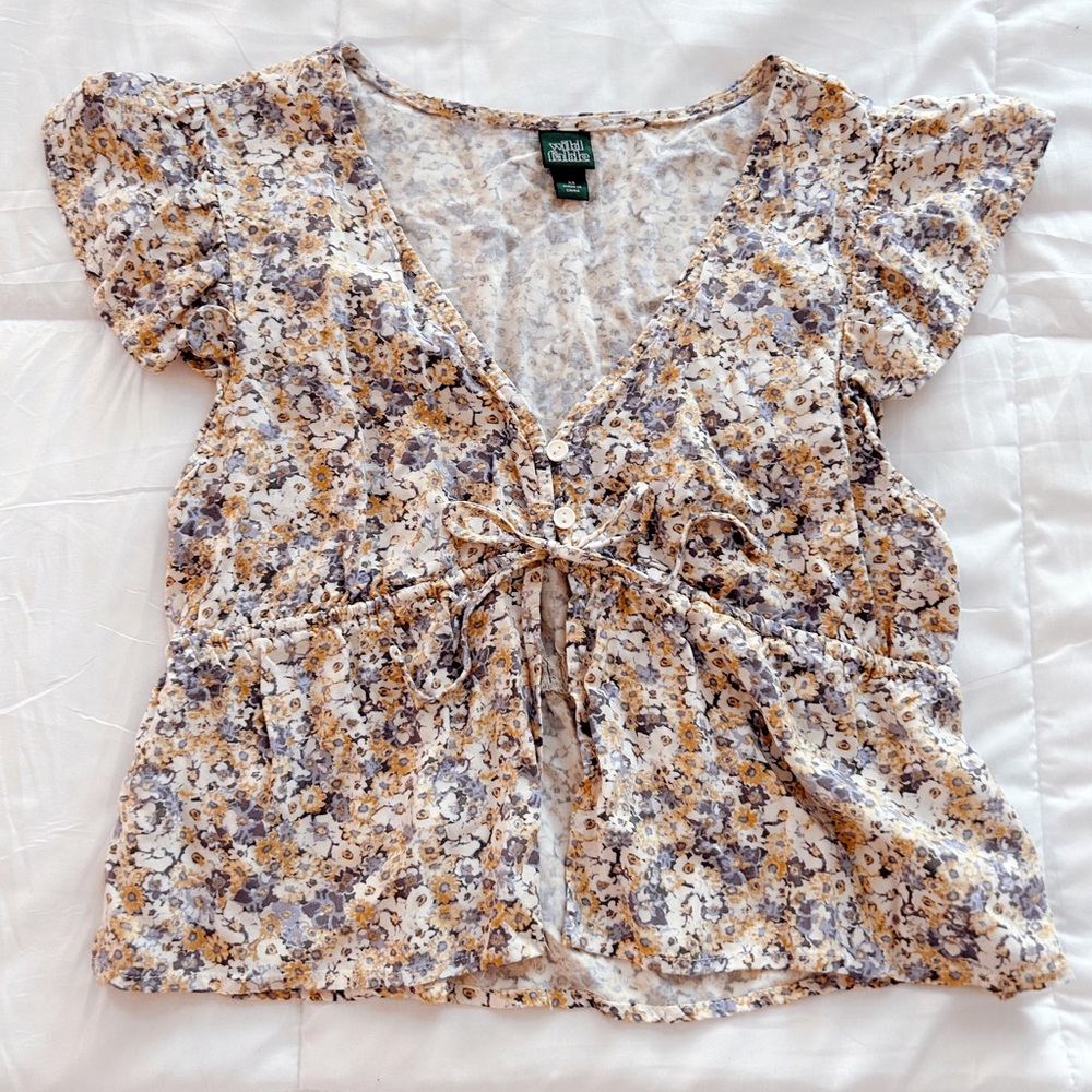 Wild Fable Cap Sleeve, Tie Front Top